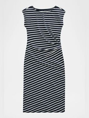 AG Jeans Aja Cap-Sleeve Striped Jersey Midi Dress Size XS